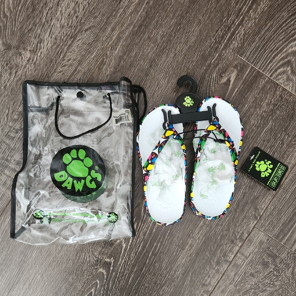 Dawgs Kids Multicolor Flip Flops with Bag SIZE 1 Brand NEW PEACE design